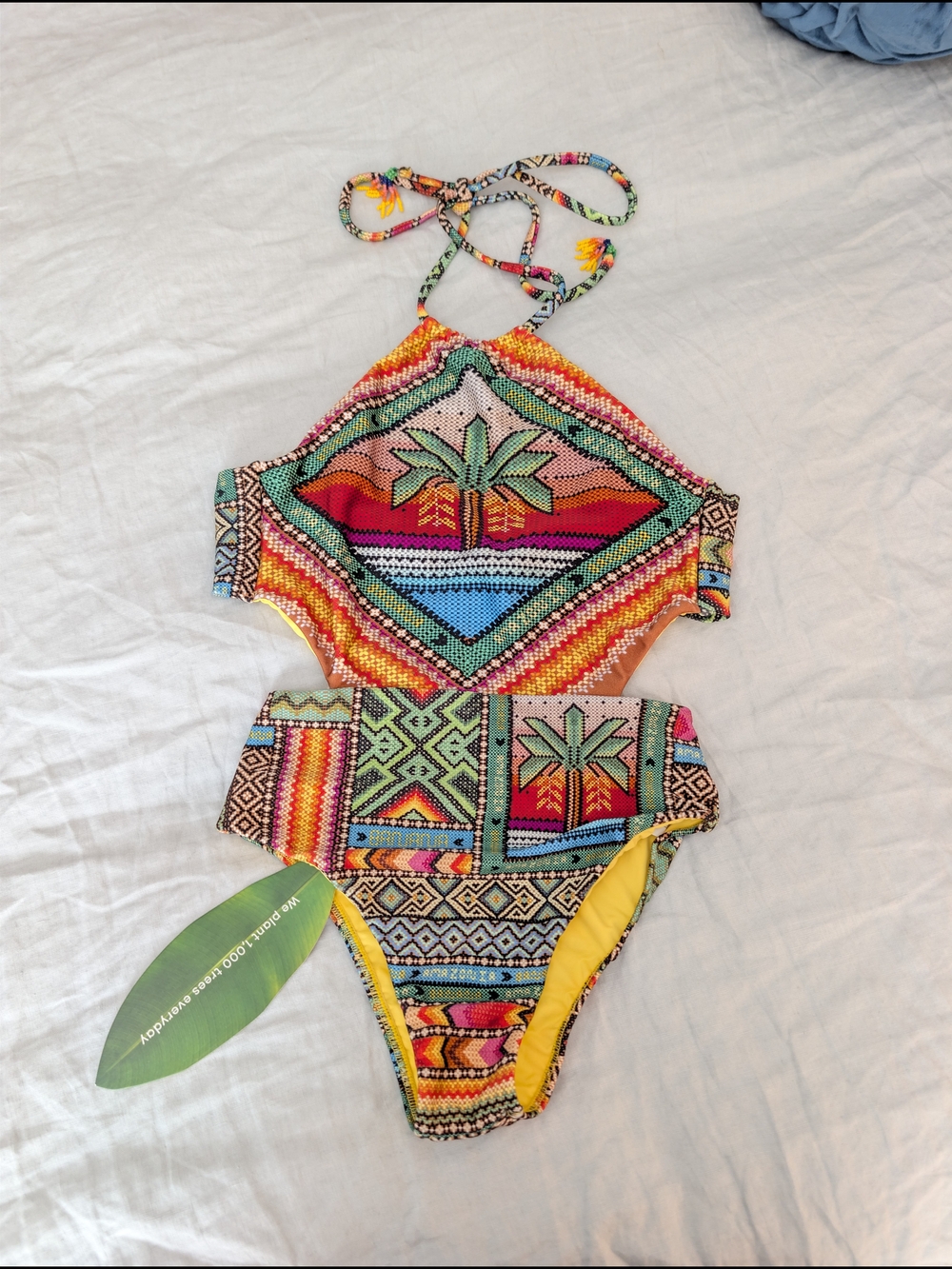NWT FARM Rio Cutout Monokini Swimsuit - Vibrant Graphic Print, Size XS